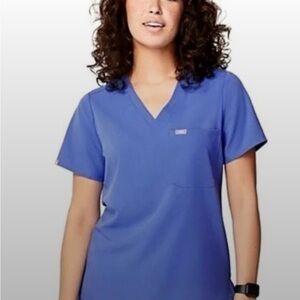 FIGS Denim Blue Catarina One-Pocket Scrub Top